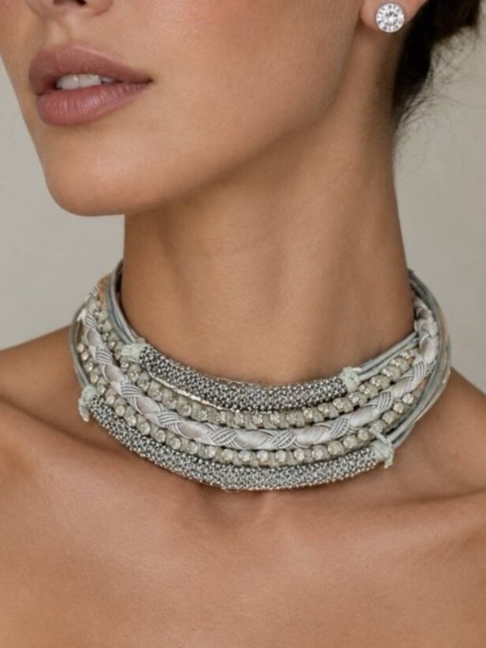 Chico’s Multi- Strand Silver Tone Statement Necklace - Women Reversable Jewelry